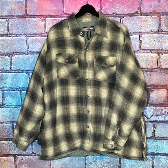Craftsman Men's Plaid Flannel Shirt - Gray and Tan XXL - Picture 1 of 7